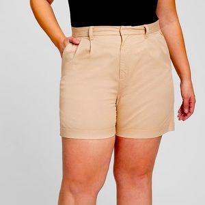 Khaki pleated shorts by gap